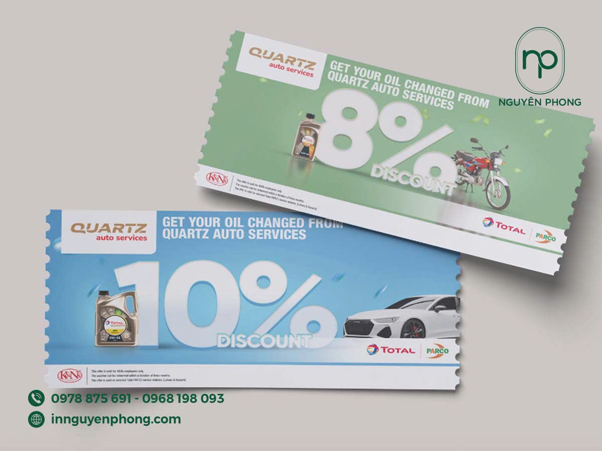 Những chiếc voucher sắc nét, dày dặn thể hiện sự chuyên nghiệp của doanh nghiệp